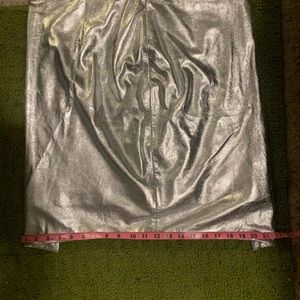 Silver leather skirt